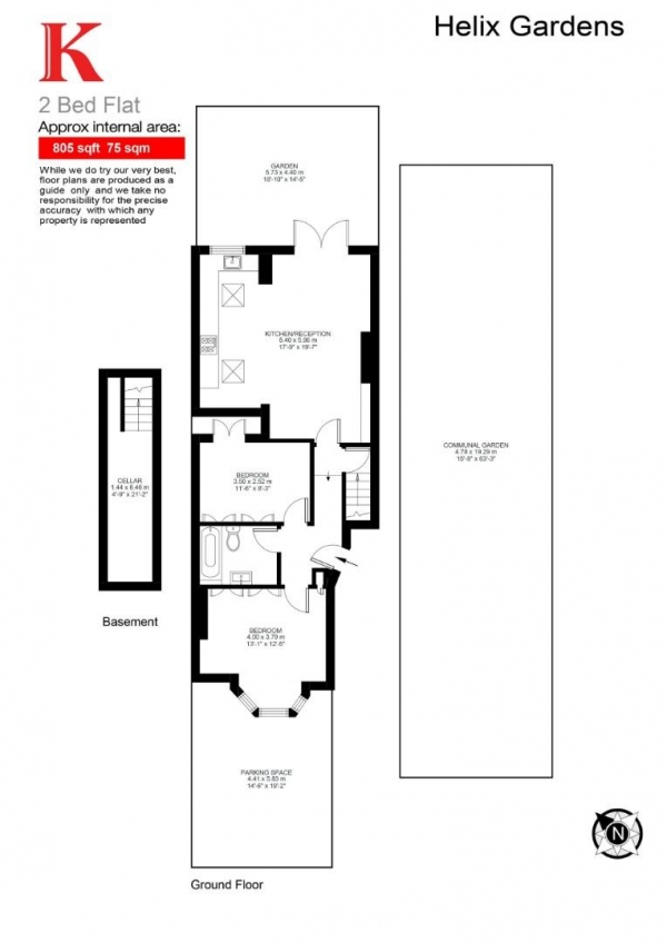 Floor Plan Image for 2 Bedroom Flat for Sale in Helix Gardens, SW2