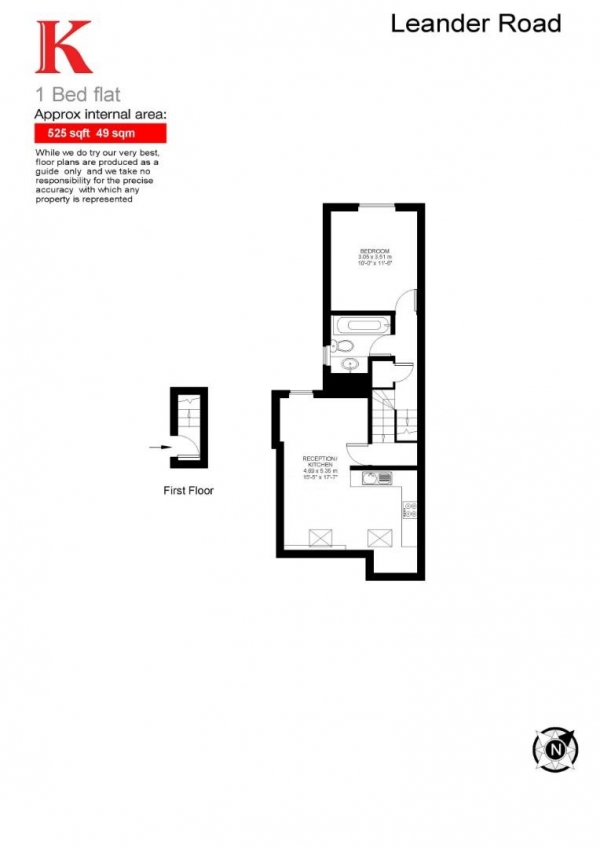 Floor Plan Image for 1 Bedroom Flat for Sale in Leander Road, SW2