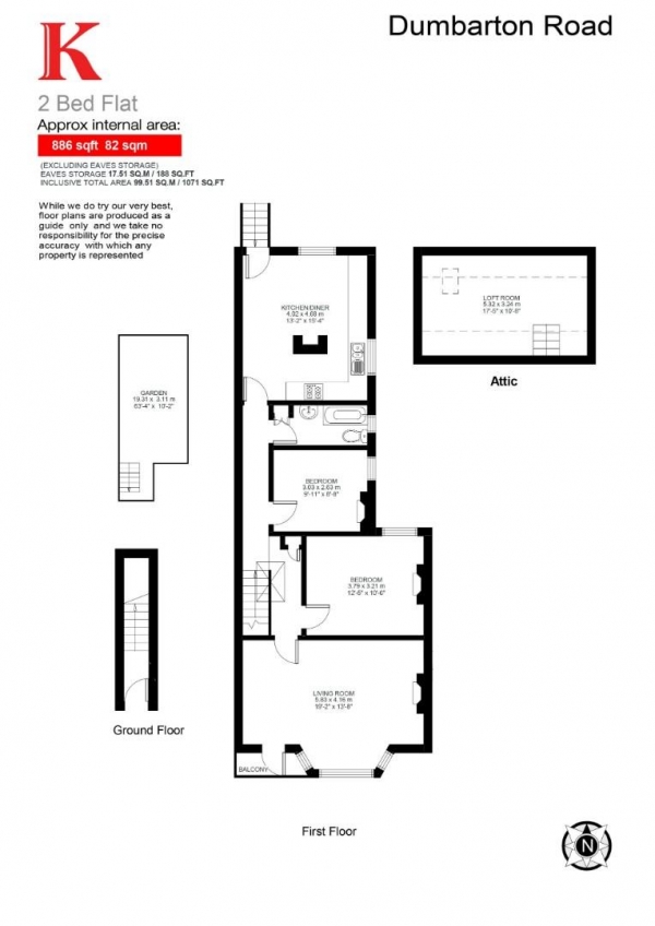 Floor Plan Image for 2 Bedroom Maisonette for Sale in Dumbarton Road, SW2