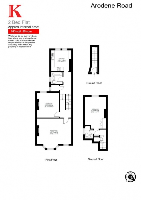 Floor Plan Image for 2 Bedroom Flat for Sale in Arodene Road, SW2