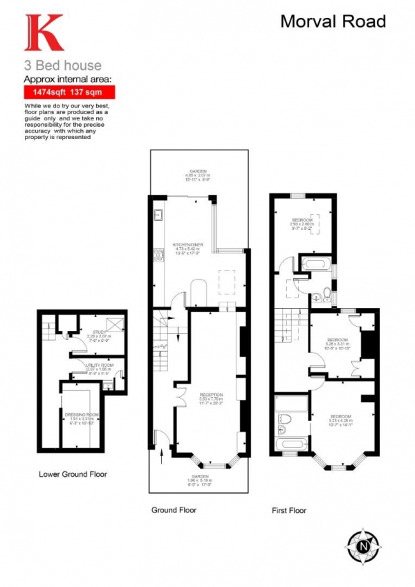 Floor Plan Image for 3 Bedroom Property for Sale in Morval Road, SW2