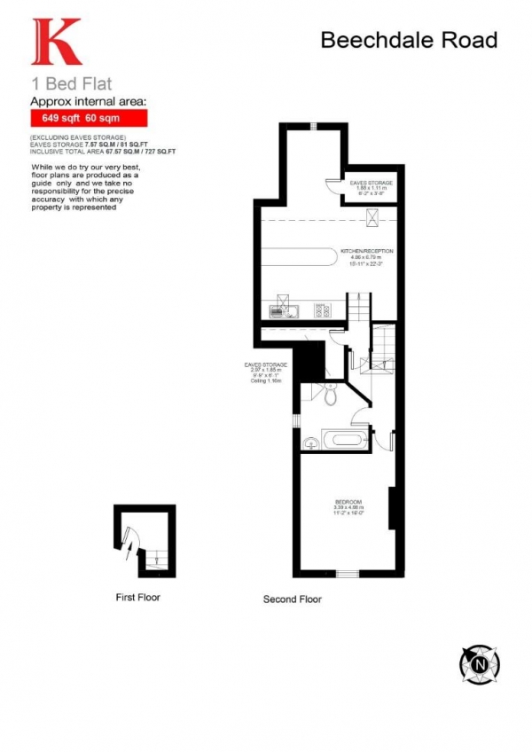 Floor Plan Image for 1 Bedroom Flat for Sale in Beechdale Road, SW2