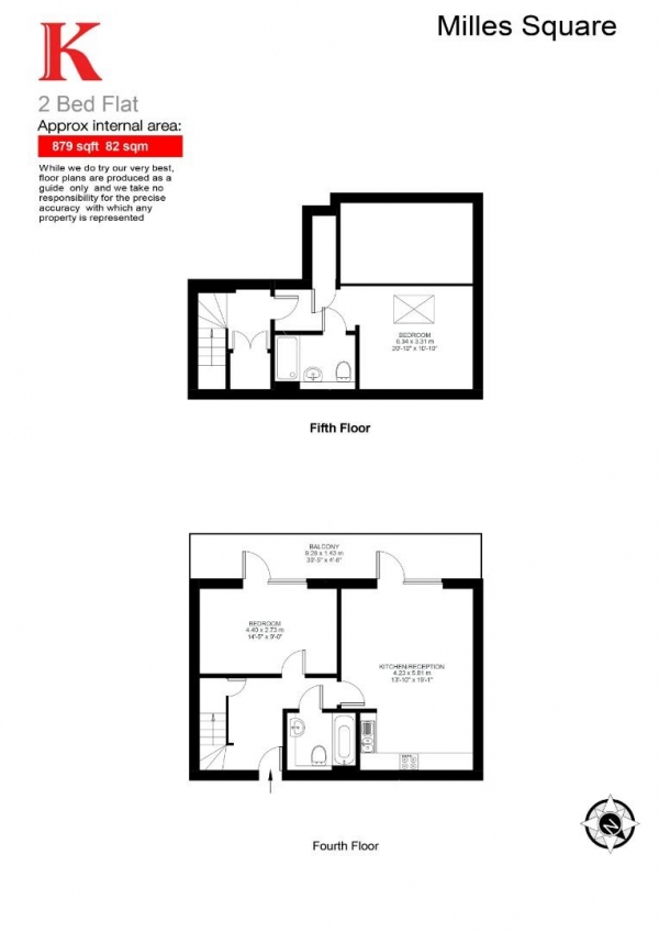 Floor Plan Image for 2 Bedroom Penthouse for Sale in Milles Square, SW9