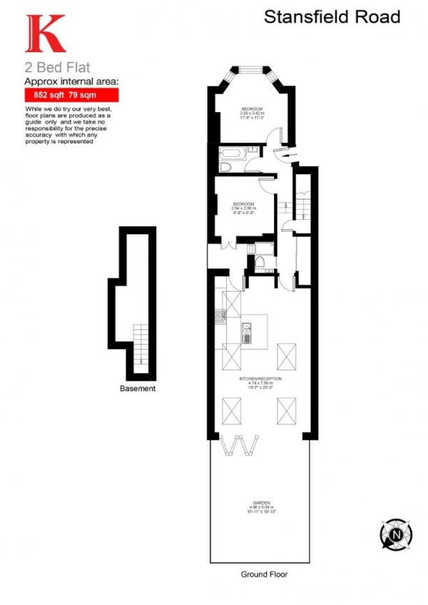 Floor Plan Image for 2 Bedroom Flat for Sale in Stansfield Road, SW9