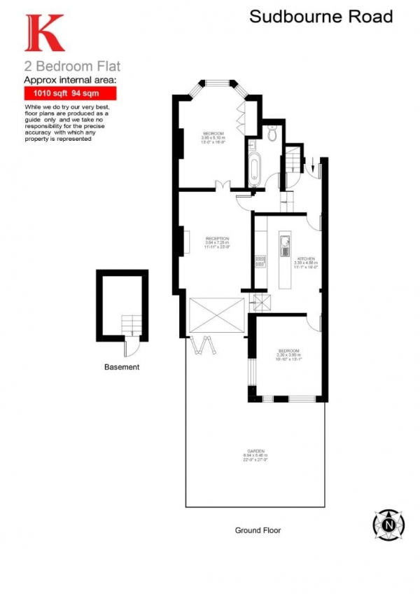 Floor Plan Image for 2 Bedroom Flat for Sale in Sudbourne Road, SW2