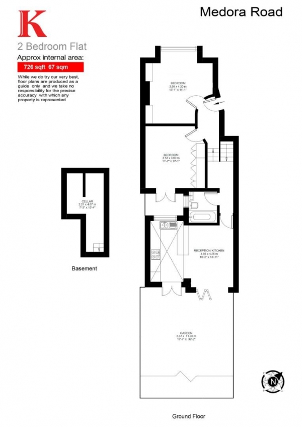 Floor Plan Image for 2 Bedroom Flat for Sale in Medora Road, SW2