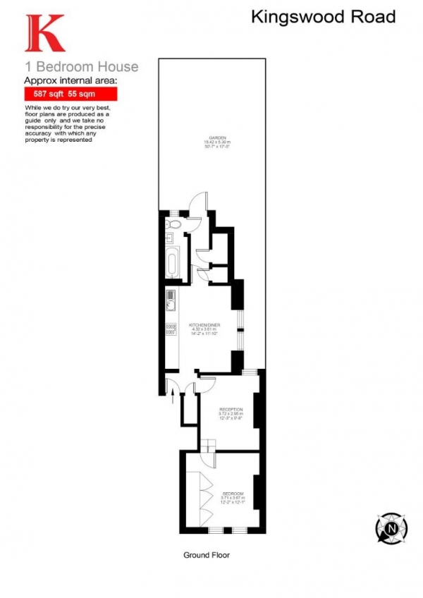 Floor Plan Image for 1 Bedroom Flat for Sale in Kingswood Road, SW2