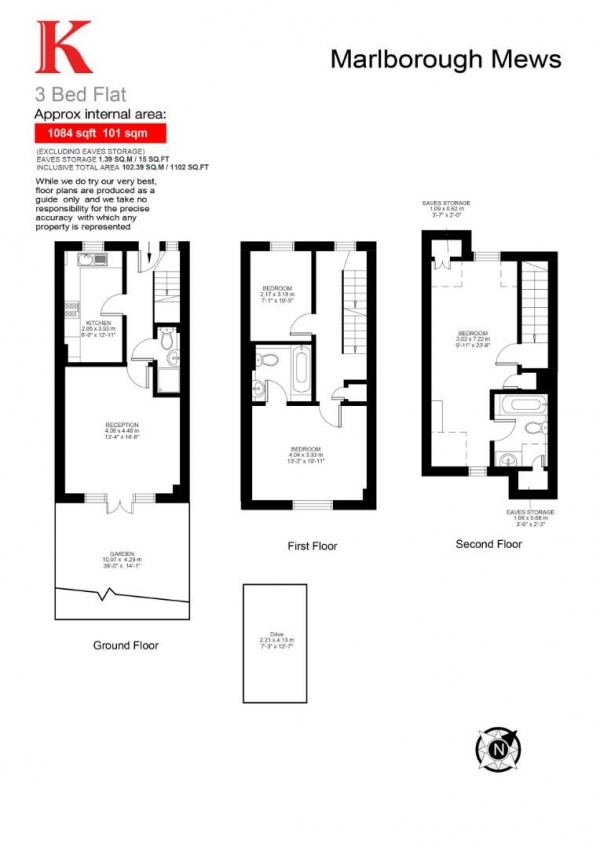 Floor Plan Image for 3 Bedroom Mews for Sale in Marlborough Mews, SW2