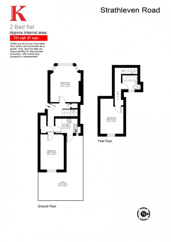 Floor Plan for 2 Bedroom Flat for Sale in Strathleven Road, SW2, SW2, 5JS -  &pound575,000