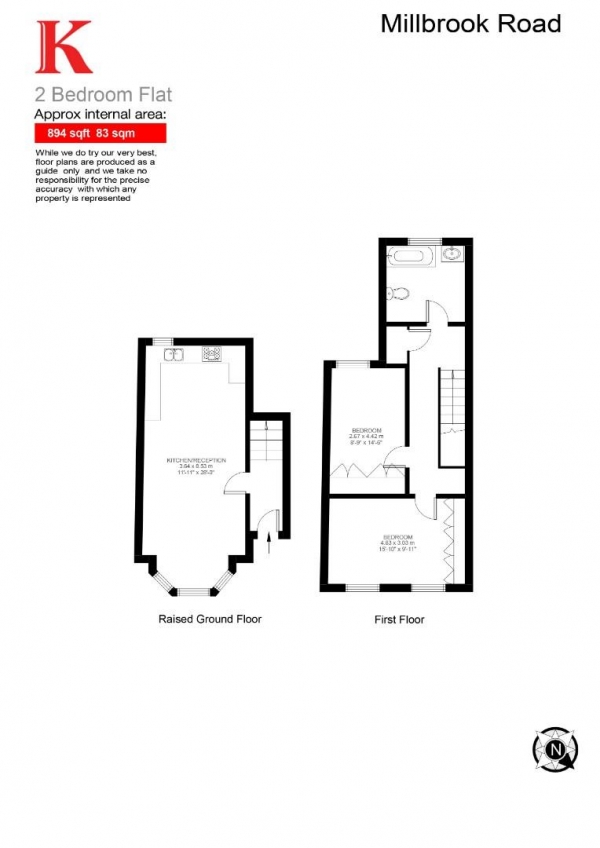 Floor Plan Image for 2 Bedroom Maisonette for Sale in Millbrook Road, SW9