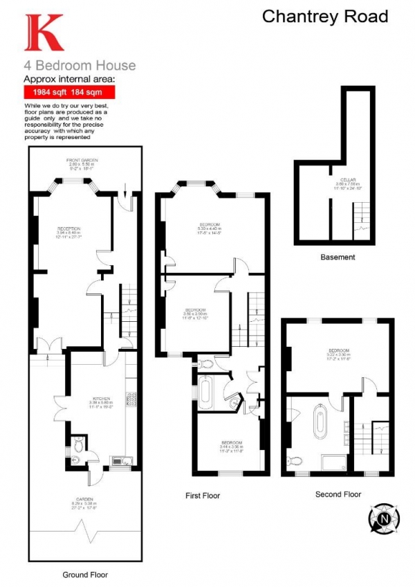 Floor Plan Image for 4 Bedroom Property for Sale in Chantrey Road, SW9