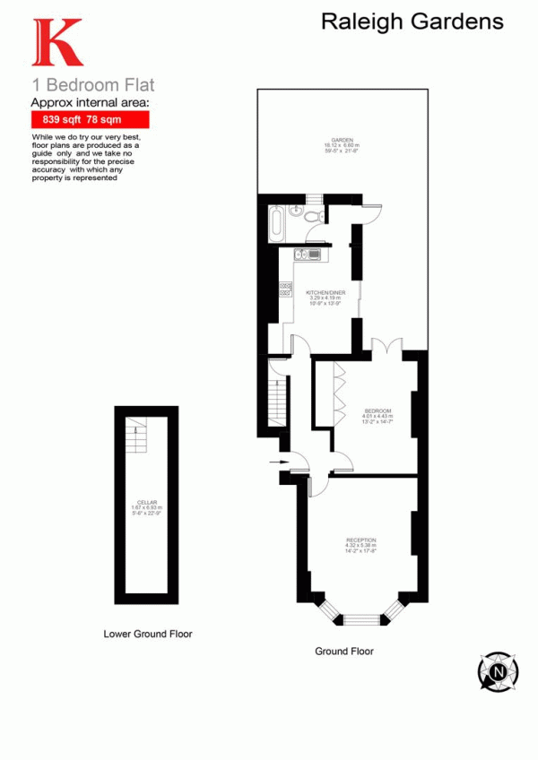 Floor Plan Image for 1 Bedroom Flat for Sale in Raleigh Gardens, SW2