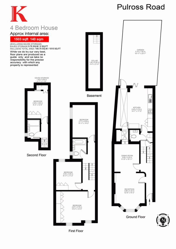 Floor Plan Image for 4 Bedroom Property for Sale in Pulross Road. SW9