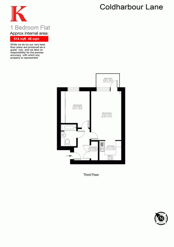 Floor Plan Image for 1 Bedroom Flat for Sale in Milles Square, SW9