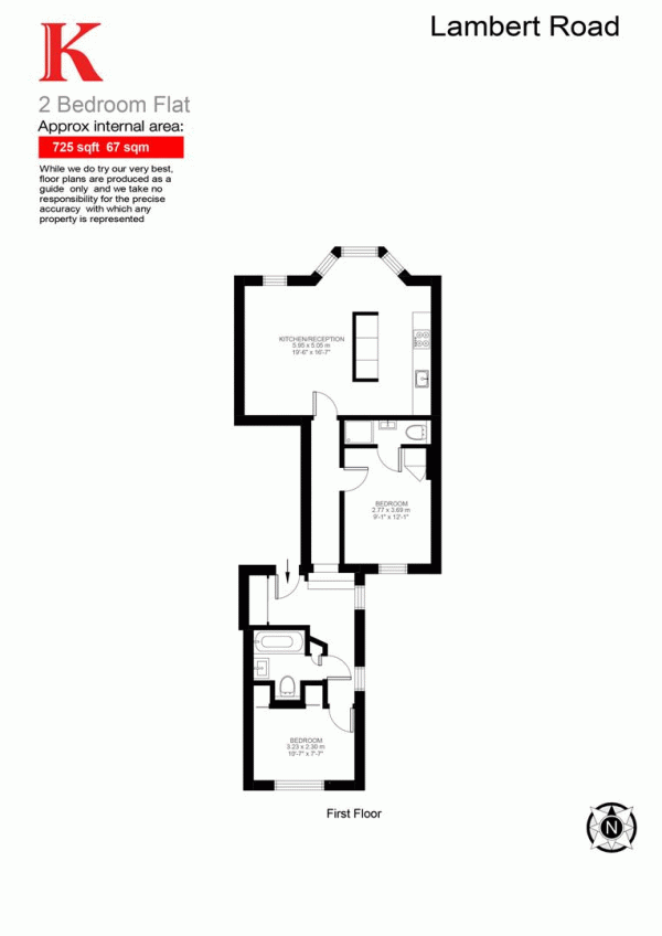 Floor Plan Image for 2 Bedroom Flat for Sale in Lambert Road, SW2