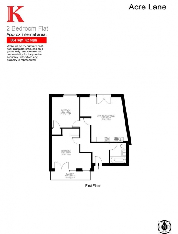 Floor Plan Image for 2 Bedroom Flat for Sale in Horseshoe Mews, SW2