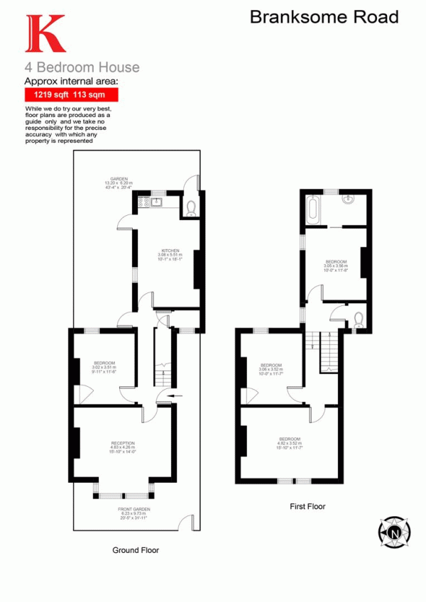 Floor Plan Image for 3 Bedroom Property for Sale in Branksome Road, SW2