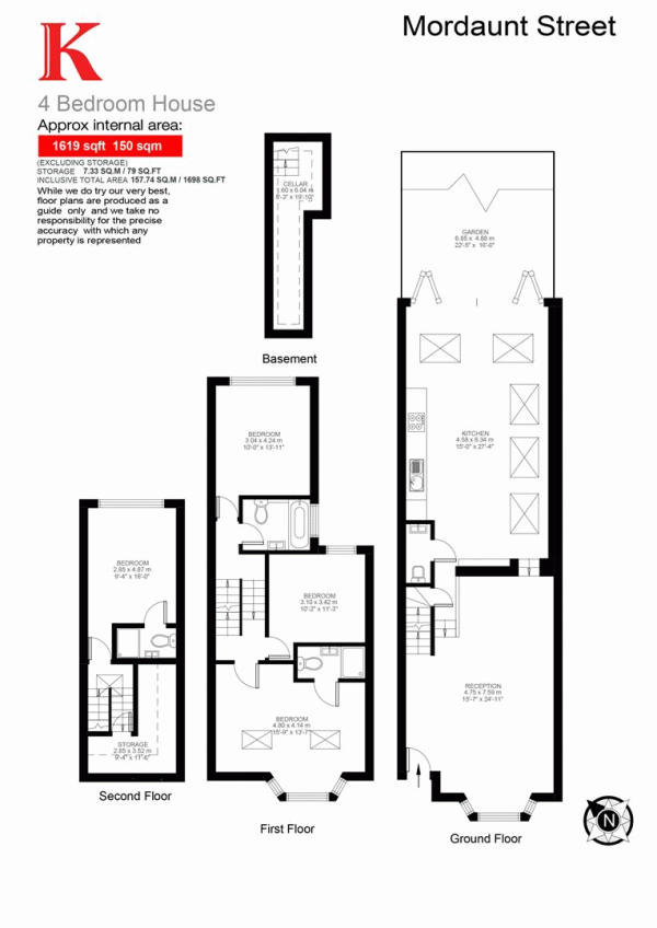 Floor Plan Image for 4 Bedroom Property for Sale in Mordaunt Street, SW9