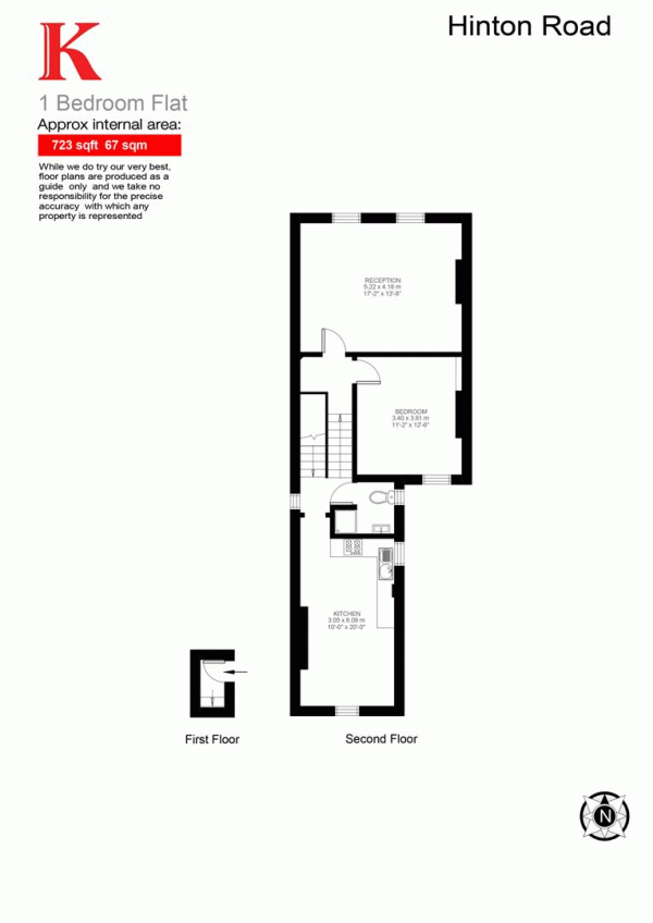 Floor Plan Image for 1 Bedroom Flat for Sale in Hinton Road, SE24