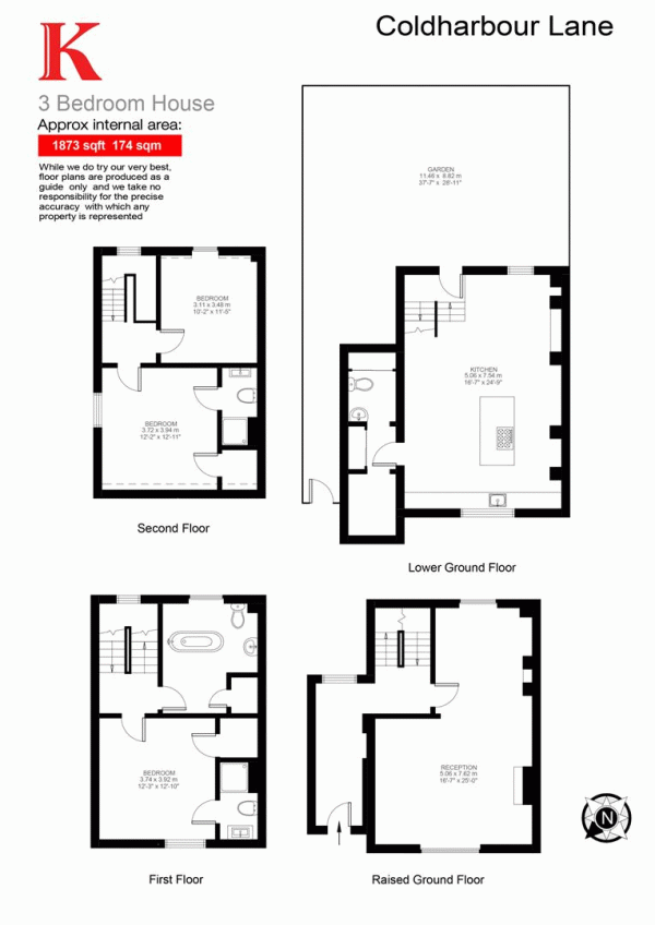 Floor Plan Image for 3 Bedroom Property for Sale in Coldharbour Lane, SW9