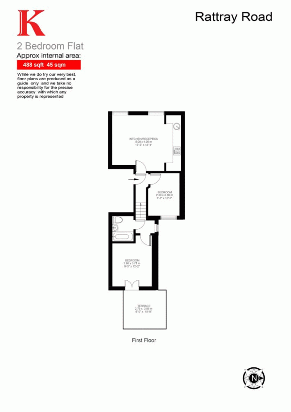 Floor Plan Image for 2 Bedroom Flat for Sale in Rattray Road, SW2