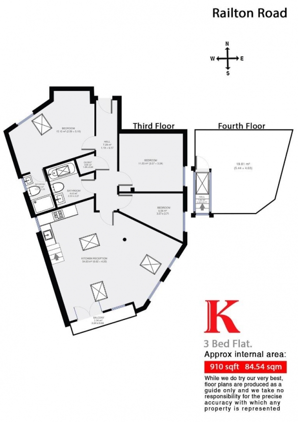 Floor Plan Image for 3 Bedroom Penthouse for Sale in Railton Road, SE24