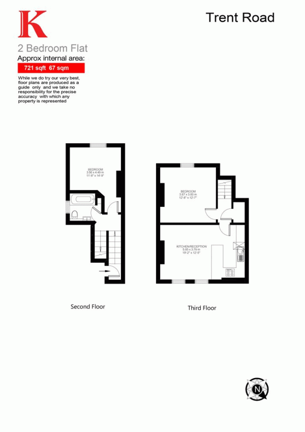 Floor Plan Image for 2 Bedroom Flat for Sale in Trent Road, SW2