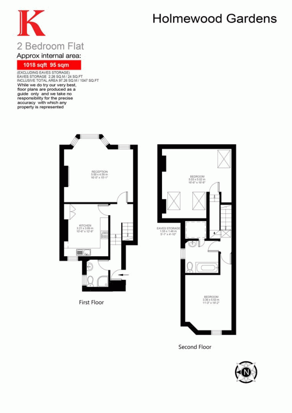 Floor Plan Image for 2 Bedroom Flat for Sale in Holmewood Gardens, SW2