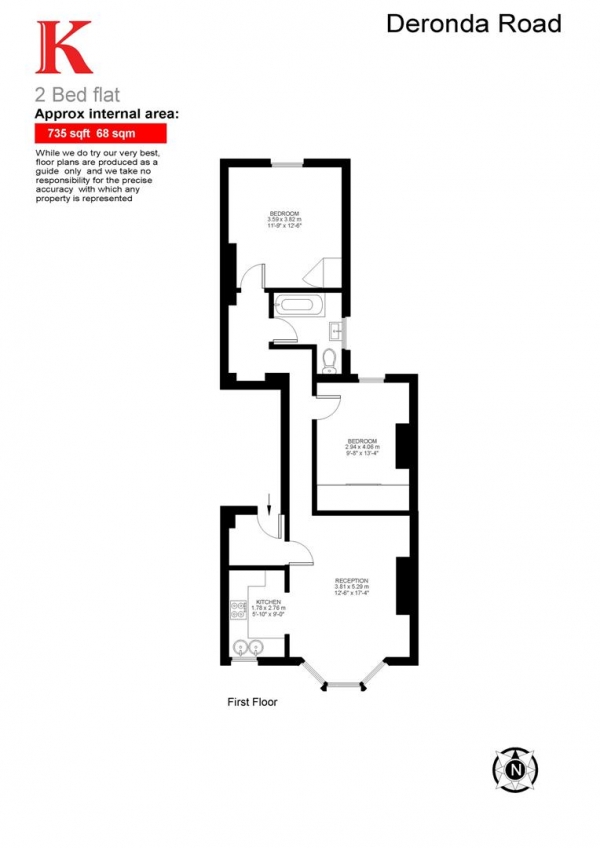 Floor Plan Image for 2 Bedroom Flat for Sale in Deronda Road, SE24