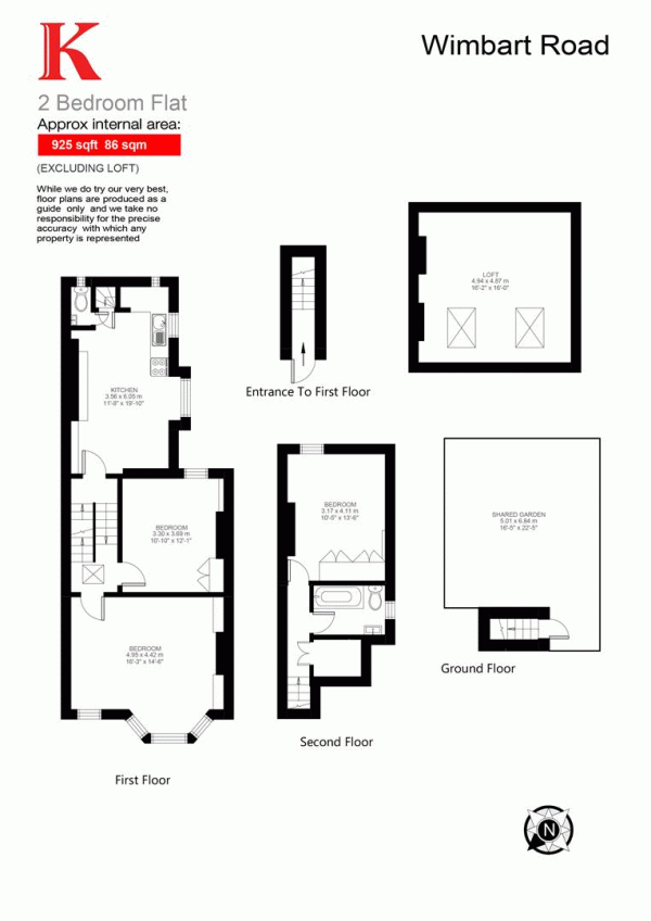 Floor Plan Image for 2 Bedroom Flat for Sale in Wimbart Road, SW2