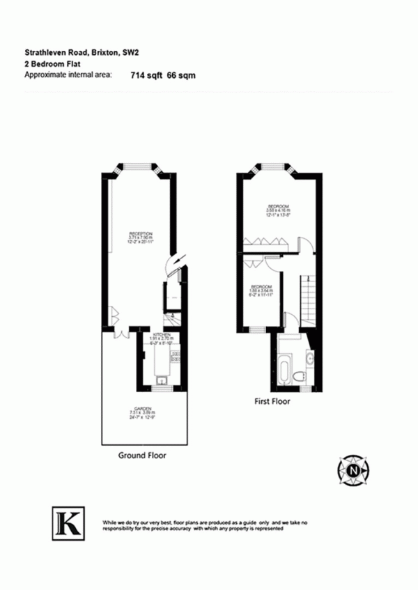 Floor Plan Image for 2 Bedroom Property for Sale in Strathleven Road, SW2