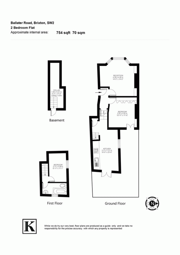 Floor Plan Image for 2 Bedroom Flat for Sale in Ballater Road, SW2