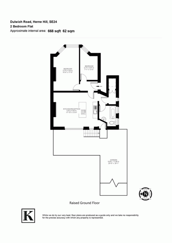 Floor Plan Image for 2 Bedroom Flat for Sale in Dulwich Road, SE24