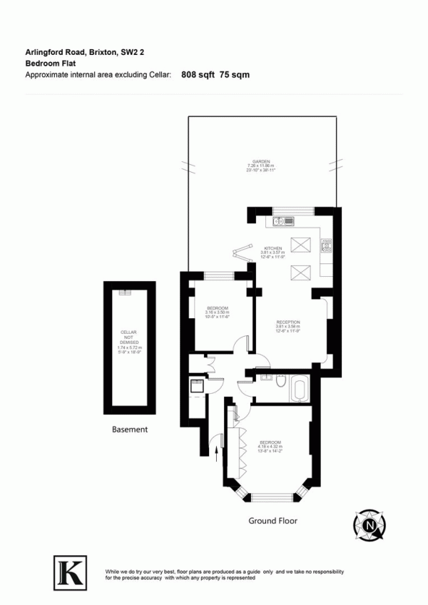 Floor Plan Image for 2 Bedroom Flat for Sale in Arlingford Road, SW2