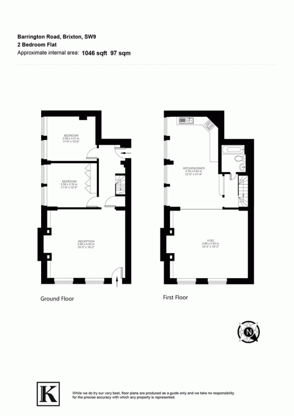 Floor Plan Image for 2 Bedroom Flat for Sale in Barrington Road, SW9