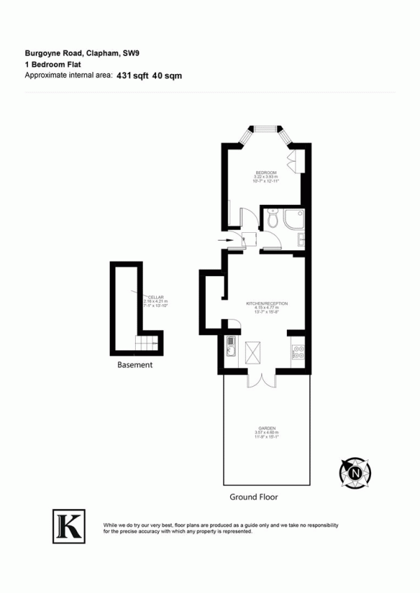 Floor Plan Image for 1 Bedroom Flat for Sale in Burgoyne Road, SW9