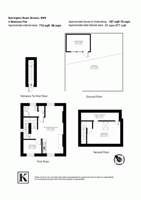 Floor Plan Image for 2 Bedroom Flat for Sale in Barrington Road, SW9