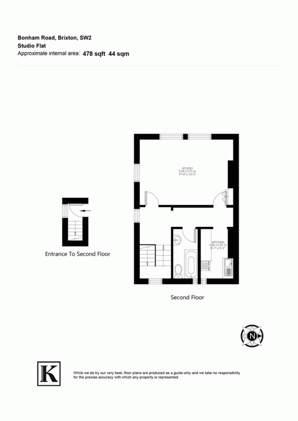 Floor Plan Image for Studio for Sale in Bonham Road, SW2