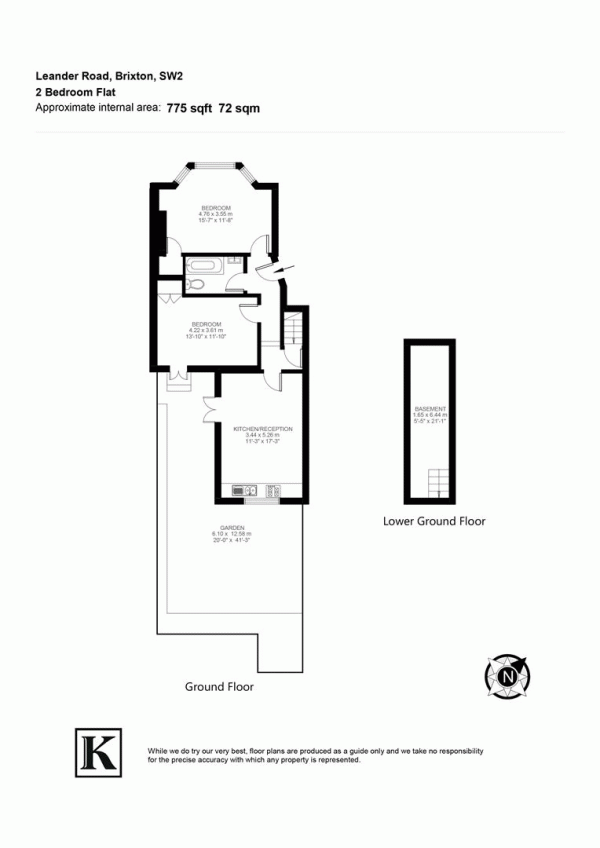 Floor Plan Image for 2 Bedroom Flat for Sale in Leander Road, SW2