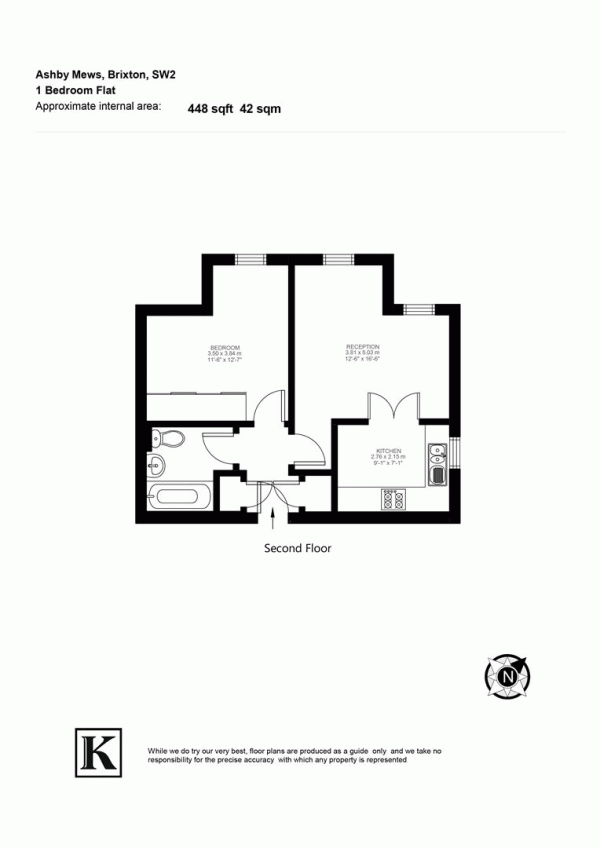 Floor Plan Image for 1 Bedroom Flat for Sale in Ashby Mews, SW2