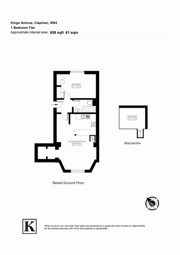 Floor Plan Image for 1 Bedroom Flat for Sale in Kings Avenue, SW4