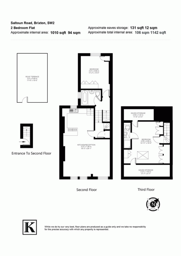 Floor Plan for 2 Bedroom Flat for Sale in Saltoun Road, SW2, SW2, 1EN -  &pound750,000