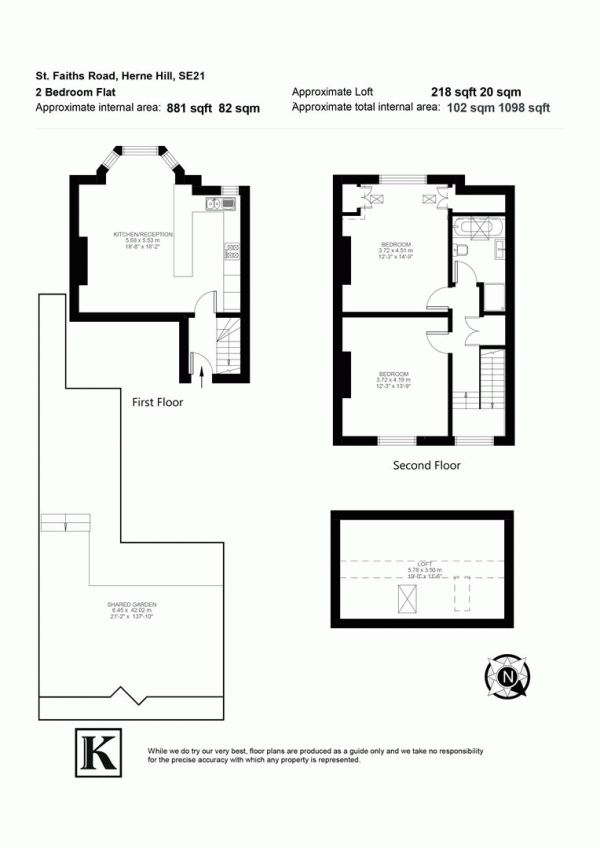 Floor Plan Image for 2 Bedroom Flat for Sale in St. Faiths Road, SE21