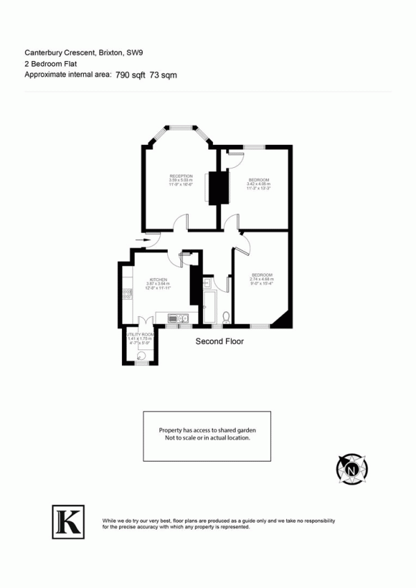 Floor Plan for 2 Bedroom Flat for Sale in Canterbury Crescent, SW9, SW9, 7QF -  &pound575,000