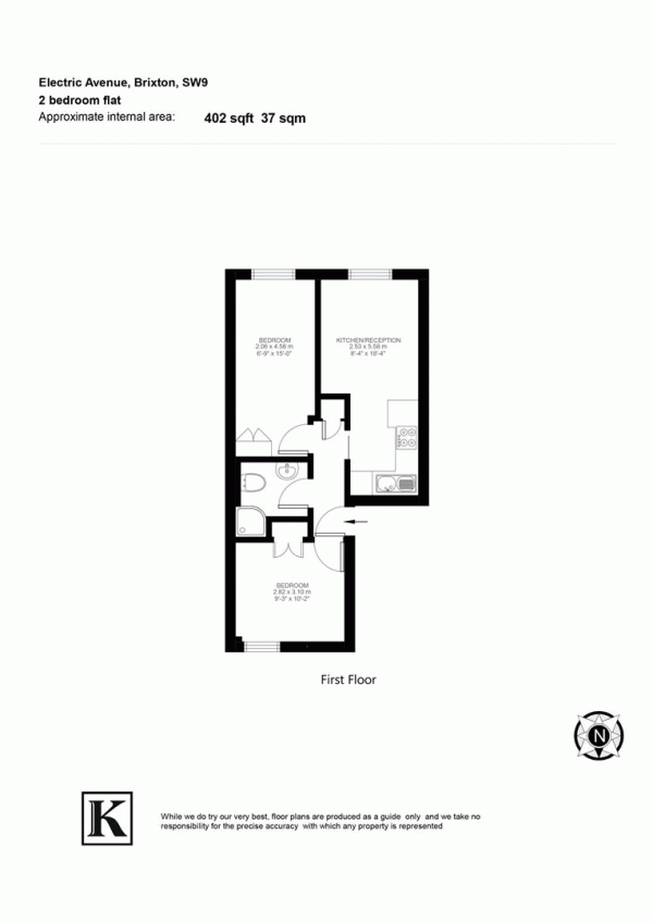 Floor Plan Image for 2 Bedroom Flat to Rent in Electric Avenue, SW9