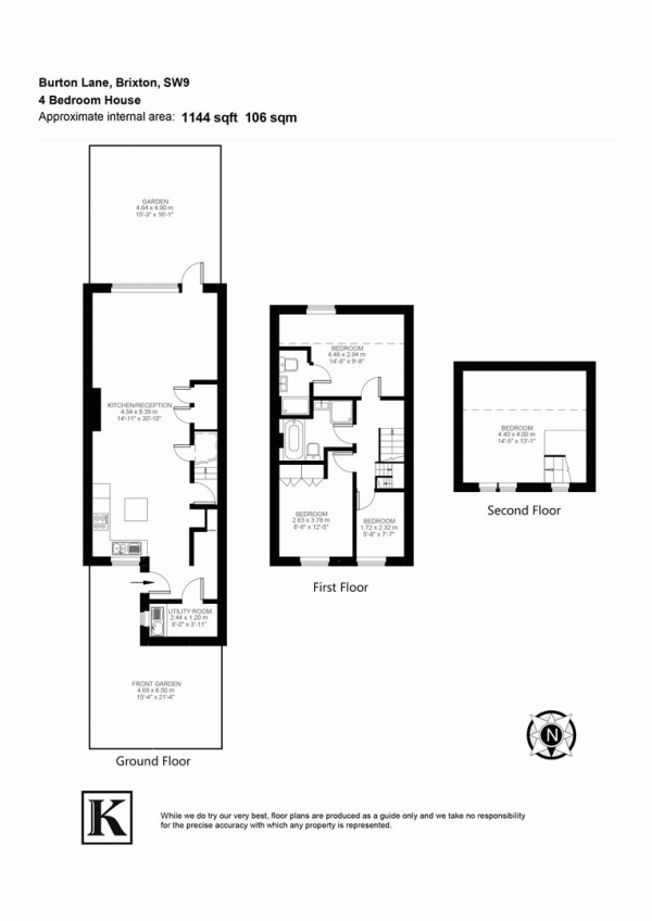 Floor Plan for 3 Bedroom Property for Sale in Burton Lane, SW9, SW9, 6NX -  &pound625,000