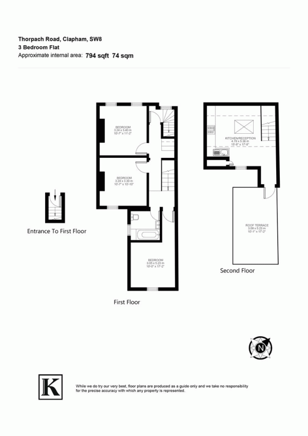 Floor Plan Image for 2 Bedroom Flat for Sale in Thorparch Road, SW8