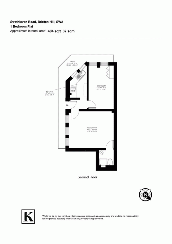 Floor Plan Image for 1 Bedroom Flat for Sale in Strathleven Road, SW2