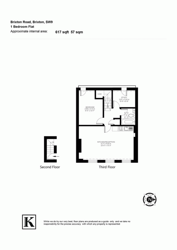 Floor Plan Image for 2 Bedroom Flat to Rent in Brixton Road, SW9