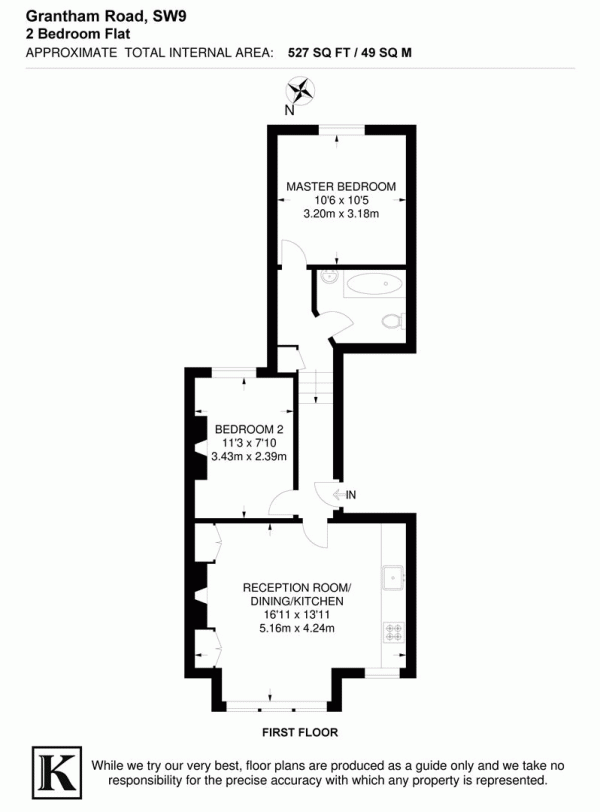 Floor Plan for 2 Bedroom Flat for Sale in Grantham Road, SW9, SW9, 9DJ -  &pound475,000